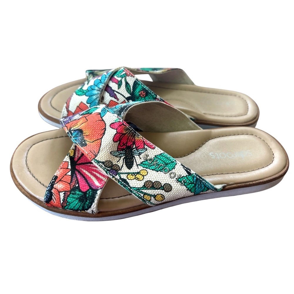 Sakroots Calypso Slide Sandals, Optic In Bloom Floral Print,Size 7, Beach Resort
